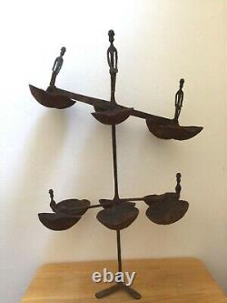 Old African Hand Forged Iron Dogon Ceremonial Ritual Oil Lamp Antique Vintage