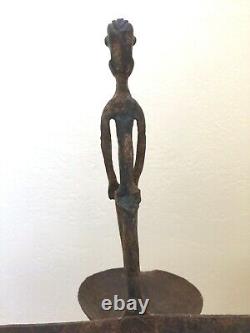 Old African Hand Forged Iron Dogon Ceremonial Ritual Oil Lamp Antique Vintage