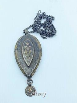 Old Antique Handicraft vintage Silver Jewelry Turkmani Chain Pendant Necklace