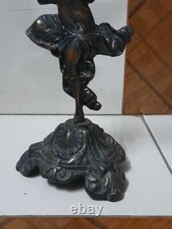 Old Antique Vintage Metal Lady Shape Candle Stand Showpiece Figurine Decor 13