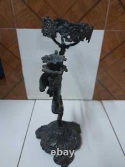 Old Antique Vintage Metal Lady Shape Candle Stand Showpiece Figurine Decor 13