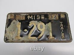 Old Antique Vintage Mississippi License Plate Tag 1934 Trailer 1 1/2 Ton Rat Rod