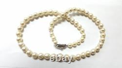 Old Antique Vintage Pearl Necklace, silver lock East European Victorian Jewelry