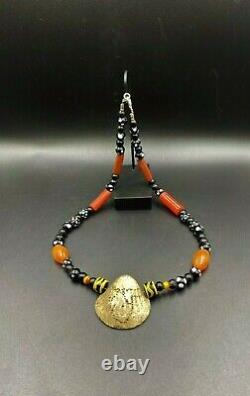 Old Antique Vintage Trade Jewelry Of Glass, Carnelian, Shell Ancient Beads