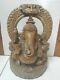 Old Antique Vintage Wood Sitting Lord Ganesha Statue Figurine Idol 10 Height