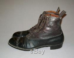 Old Antique Vtg 1900s Mens Victorian / Edwardian Leather Shoes Boots Size 8 Nice
