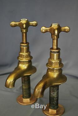 Old Brass Bathroom Basin Taps Original Patina Reclaimed Refurbished Vintage