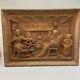 Old Carved Picture Wood Antique Vintage Art Hand Carving Wooden Wall Decor Rare
