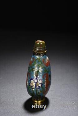 Old Chinese Antique Vintage Copper Cloisonne Enamel Exquisite Bat Snuff Bottle
