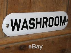 Old Early Original Rare Wash Room Porcelain Sign Vintage Antique Laundry / Bath