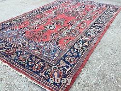 Old Persian Keshan Rug, wool shabby chic, country home Tribal Boho vintage 1930s