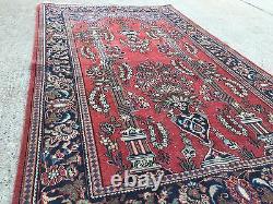 Old Persian Keshan Rug, wool shabby chic, country home Tribal Boho vintage 1930s