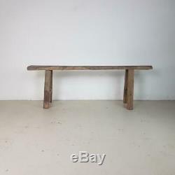 Old Rustic Antique Vintage Wooden Waxed Pig Bench Long Pb125