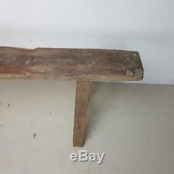 Old Rustic Antique Vintage Wooden Waxed Pig Bench Long Pb125