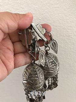 Old Silver Antique/vintage Ethnic Afghan ear/hair ornament With Glass Inlay