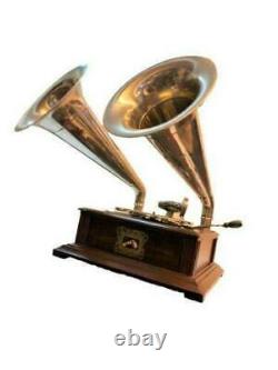 Old Talking Machine Vintage HMV Phonograph Twin-Horn Antique Gramophone