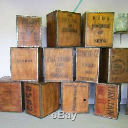 Old Tea Trunk Chest Box Storage Bedside Table Box Crate Wood Rustic Vintage 1970