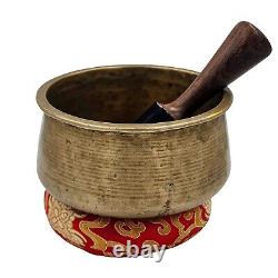 Old Unique Yoga Antique Singing Bowl Buddhist Tibetan Aged Vintage Nepal W Stick