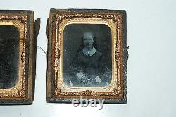 Old Vintage Antique Ambrotype Daguerreotype Photographs Portraits in Hinged Case