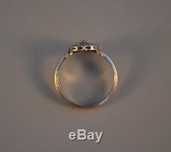 Old Vintage Antique Art Deco 14k Solid White Gold Diamond Ring Filigree Floral