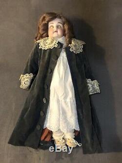 Old Vintage Antique German Bisque Hinge Jointed Leather Doll #154 Kestner