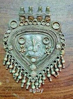 Old Vintage Antique Handcrafted Tribal Hindu God Ramdev Silver Metal Pendant