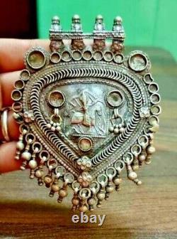 Old Vintage Antique Handcrafted Tribal Hindu God Ramdev Silver Metal Pendant