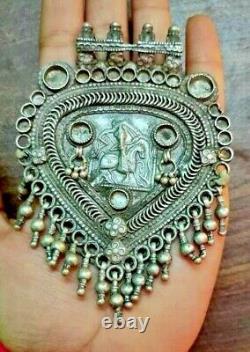 Old Vintage Antique Handcrafted Tribal Hindu God Ramdev Silver Metal Pendant