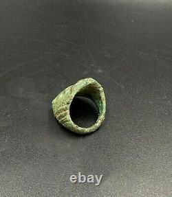 Old Vintage Antique Jewelry Bronze Ring With Tiger Figure Ancient Pyu Cultures