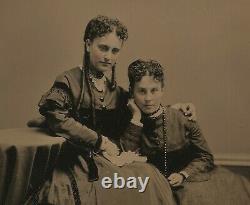 Old Vintage Antique Tintype Photo Pretty Beautiful Young Victorian Ladies Women