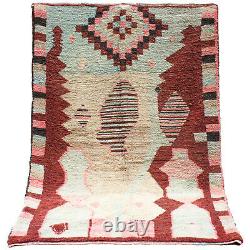 Old Vintage Moroccan Handmade Boujaad Rug Beni Ourain rug Azilal 5.5 FT X 9.1 FT