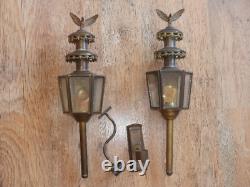 Old Vintage antique coach lanterns with eagle top Germany eagle brass lightning