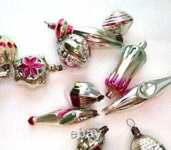 Old set 15 Vintage Ukrainian Glass Christmas Ornaments Xmas Fir-Tree Decorations