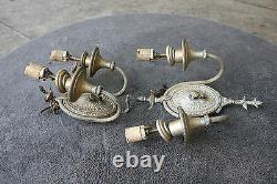 PAIR Vintage Antique Lamp Light Old Wall Fixture Sconce Ornate Parts Embassy KD