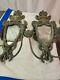 Pair (2) Vintage Old French Carved Wood Gilt Mirror Wall Sconces