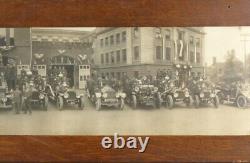 Panoramic Photograph of an Old Akron, Ohio Fire Station with 15 FireTrucks