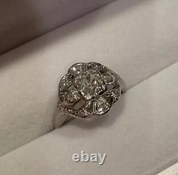 Platinum Vintage Antique Old Mine Cushion Cut Diamond Engagement Cocktail Ring