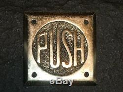 RARE 1930s OLD ORIGINAL ART DECO PERIOD BRASS''PUSH'' DOOR SIGN VINTAGE ANTIQUE