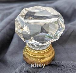 RARE Antique Vintage Old Victorian Octagonal Glass Doorknob Door Knob Brass Base