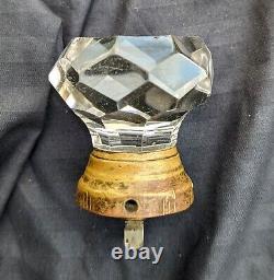 RARE Antique Vintage Old Victorian Octagonal Glass Doorknob Door Knob Brass Base