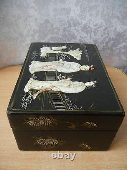 RARE Antique Vintage Old box for jewelry case Casket. Larec. Coffer. Asia 1950s