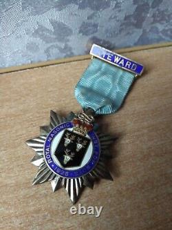 RARE Vintage old antique Badge medal award royal Masonic enamel silver 1926