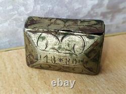 RARE old ANTIQUE vintage secret small box open metal 1880