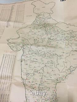 Rare Antique Vintage Old Map Of India Towns Paper East Pakistan Size 80/29
