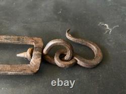 Rare Old Vintage Hand Forged Rustic Iron Primitive Weighing Scales Tool / Hook