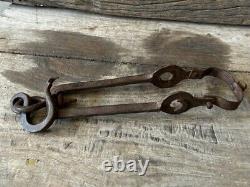 Rare Old Vintage Hand Forged Rustic Iron Primitive Weighing Scales Tool / Hook