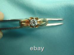 Rare Vintage 14K Yellow Gold. 18Ct Tw Old Miner Cut Diamond Ring 2.2G Size 4 3/4