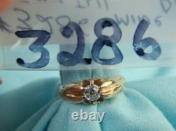 Rare Vintage 14K Yellow Gold. 18Ct Tw Old Miner Cut Diamond Ring 2.2G Size 4 3/4