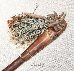 Rare Vintage Antique Polynesian Carved Wood Knob Swagger Walking Stick Cane Old