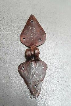 Rare Vintage Old Hand Forged Unique Iron Door Hings /latch Part Collectible